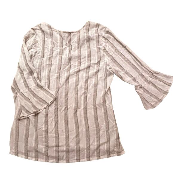 TOMMY BAHAMA Women's Striped Desert Light Peasant Tunic Tassels Metallic Large - Picture 4 of 11